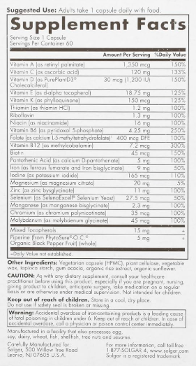 Solgar Women's Multi 50+ Whole Body Support 60 Capsules