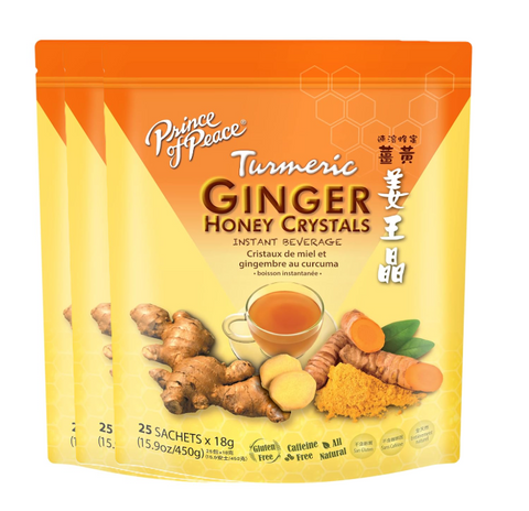 Prince of Peace Instant Ginger Honey Crystals w/Turmeric, 25 Sachets