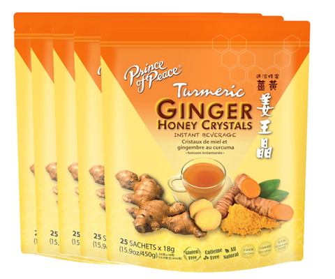 Prince of Peace Instant Ginger Honey Crystals w/Turmeric, 25 Sachets