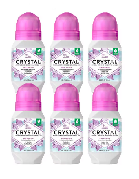 Crystal, Mineral-Enriched Deodorant Roll-On, Unscented, 2.25 fl oz (66 ml) (Bundles)