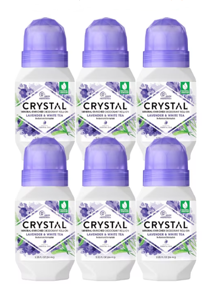 Crystal, Mineral-Enriched Deodorant Roll-On, Lavender & White Tea, 2.25 FL OZ(66mL) (Bundles)