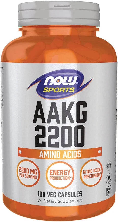 Now Sports AaKG 2200mg With Amino Acids 180 Veg Capsules Exp: 9/2026