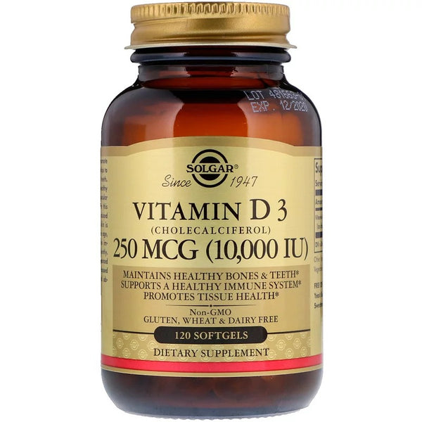 Solgar - Vitamin D3 (Cholecalciferol), 250 mcg, 10,000 IU, 120 Softgels