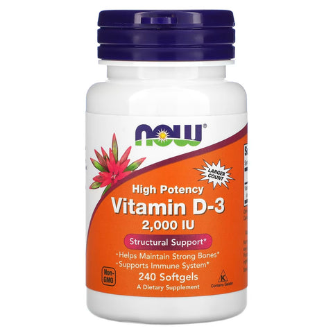 Now Foods, Vitamin D-3 High Potency, 2,000 IU, 240 Softgels