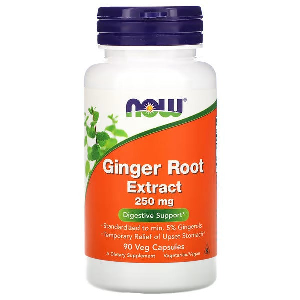 NOW Foods Ginger 5% Standard Extract, 250mg, Veg-capsules, 90-Count