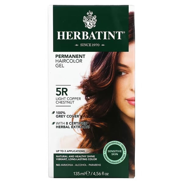 Herbatint Herbal Haircolor Gel Permanent Covers Gray Hair No Ammonia (Light copper chestnut 5R 4.5 fl oz.)