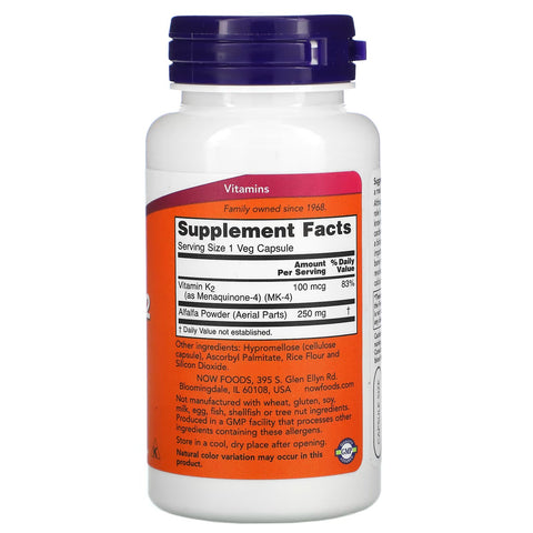 Now Foods Vitamin K-2 100 mcg - 100 Vcaps