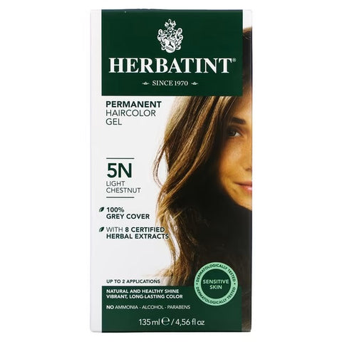 Herbatint Permanent Herbal Haircolor Gel, 5N Light Chestnut, 4.56 Ounce