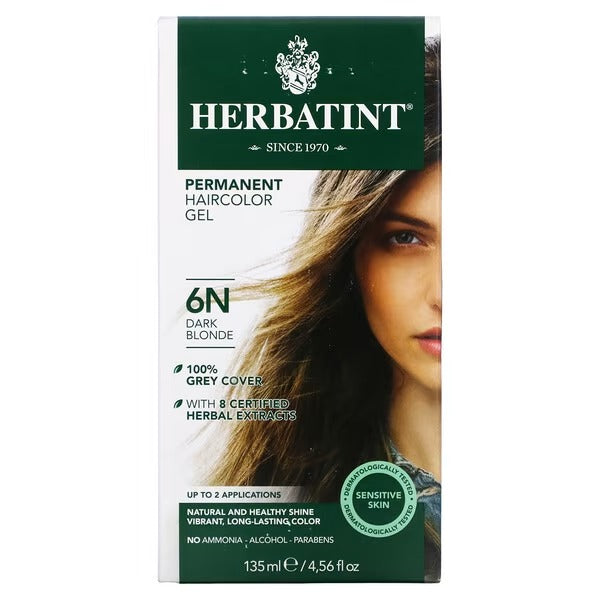Herbatint Permanent Herbal Haircolour Gel, 6N Dark Blonde, 4.56 Ounce