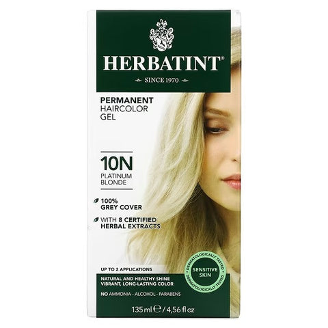 Herbatint Permanent Herbal Haircolour Gel, Platinum Blonde 10 N, 4.56 Ounce