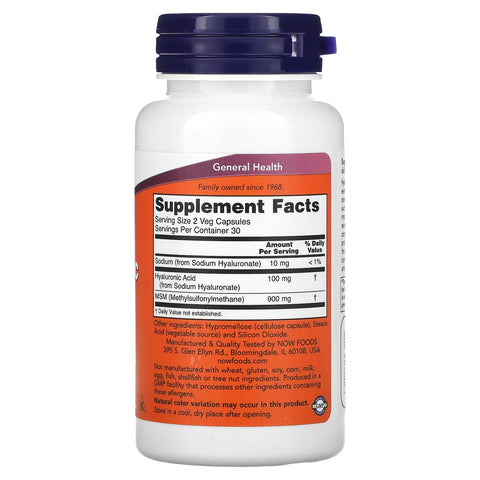 NOW Foods Hyaluronic Acid  and Msm, 60 Vcaps