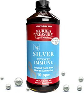 Buried Treasure Silver Advanced Immune 10 PPM Silver for Adults and Kids, 16oz