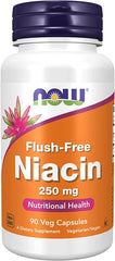 NOW Foods Flush-Free Niacin 250 mg, 90 Veg-Caps