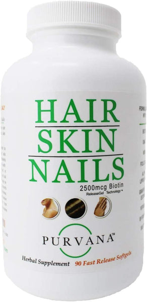 Wellgenix Purvana Hair, Skin, and Nails Vitamin Softgels 2500mcg Biotin (90 Count)