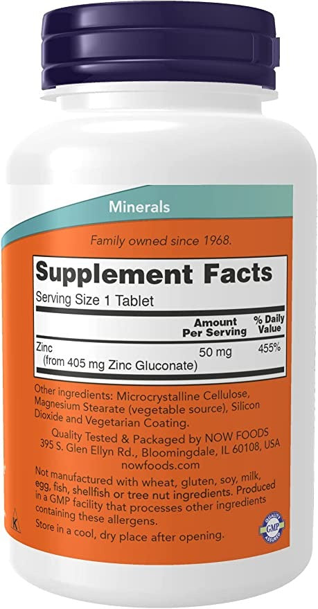 Now Foods - Zinc 50 Mg - 250 Tabs