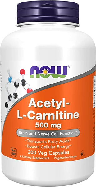NOW Supplements, Acetyl-L Carnitine 500 mg, Amino Acid,200 Veg Capsules