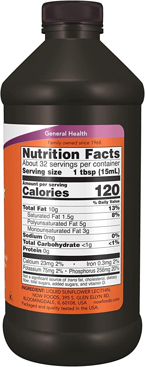 NOW Foods, Sunflower Liquid Lecithin, 16 fl oz (473 ml)