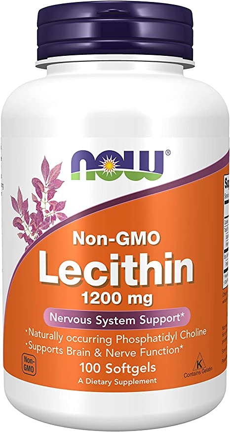 NOW Supplements, Lecithin 1200 mg with naturally occurring Phosphatidyl Choline, 100 Softgels