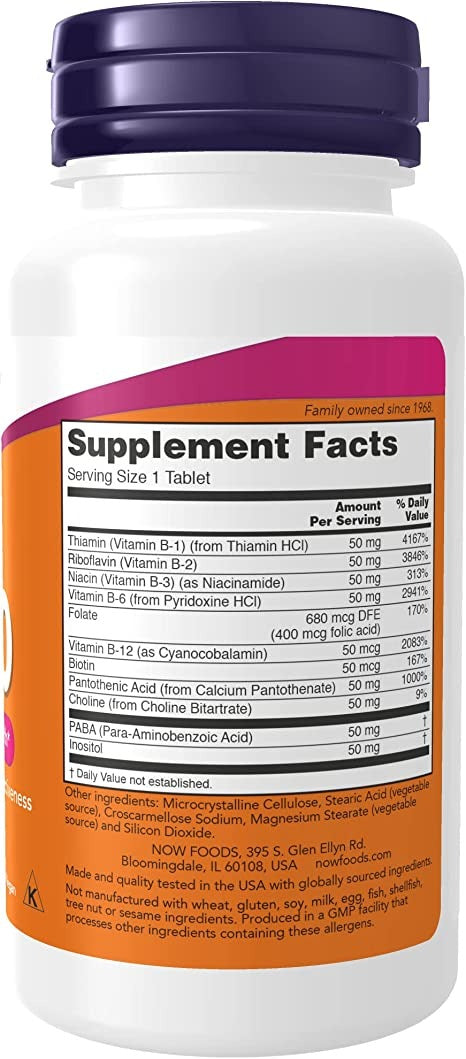 NOW Supplements, Vitamin B-50 mg, Energy Production*,100 Tablets