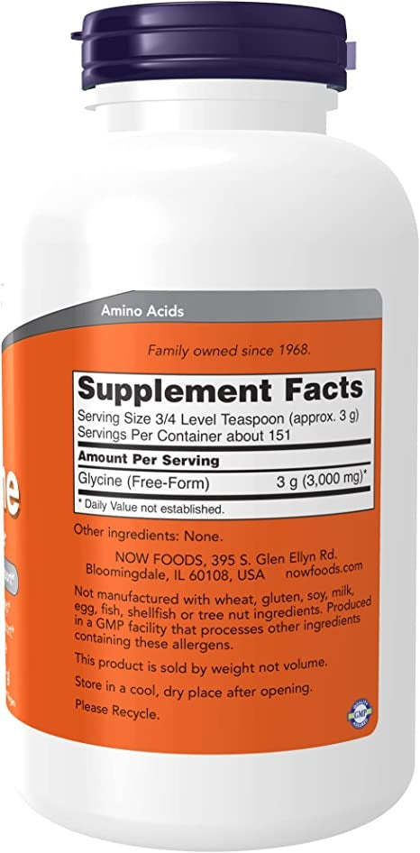 NOW Supplements, Glycine Pure Powder, Promotes Restful Sleep*, 1-Pound