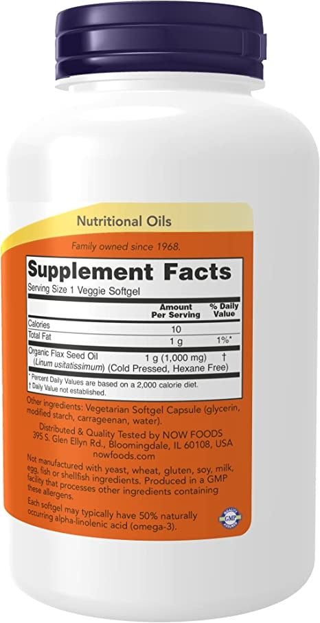 NOW Supplements, Flax Oil 1000 mg,120 Veg Softgels