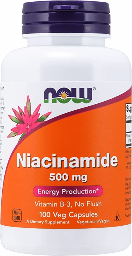 Now Foods Niacinamide 500mg, Vitamin B-3 Capsules, 100-Count