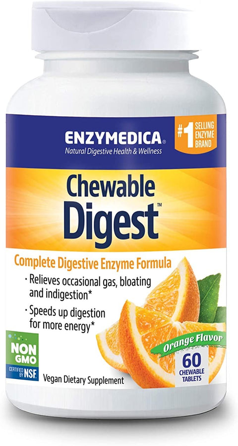 Enzymedica, Digest Chewable, Digestive Enzymes, Orange, 60 Tablets