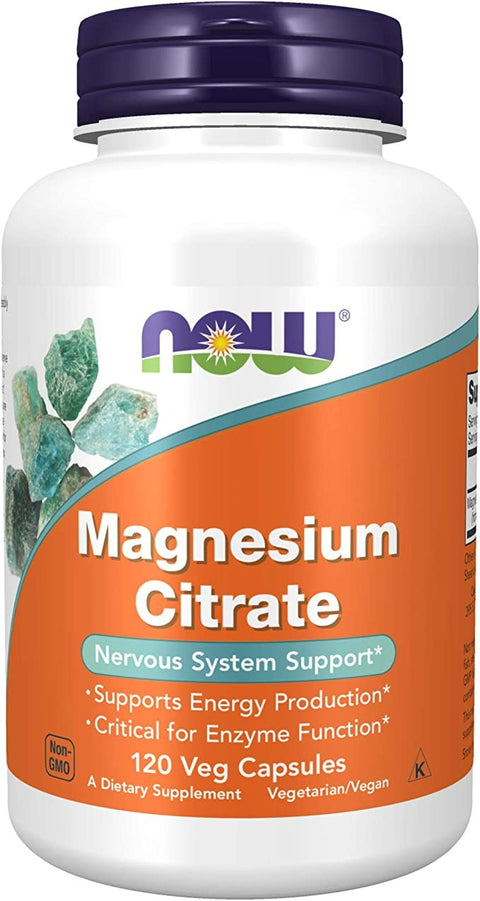 NOW Supplements, Magnesium Citrate, Enzyme Function*,120 Veg Capsules