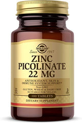 Solgar Zinc Picolinate 22 mg, 100 Tablets