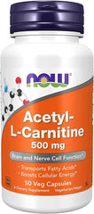 NOW Supplements, Acetyl-L Carnitine 500 mg, Amino Acid, 50 Veg Capsules