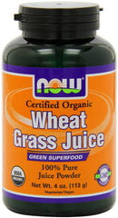 NOW Foods Certified Organic Wheat Grass Juice Powder 4 oz