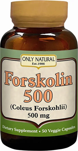 Only Natural Nutritional Veggie Capsules, Forskolin 500, 50 Count
