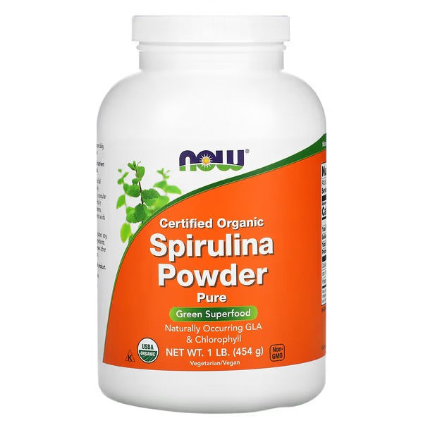 NOW Supplements, Certified Organic, Spirulina Powder, 1-Pound