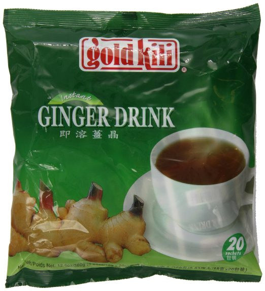 Gold Kili All Natural Instant Ginger Caffeine Free Herbal Tea Drink Sampler Pack (20 Sachets) - 12.6 Oz