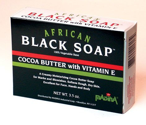 Madina African Black Soap Cocoa Butter W/Vitamin E 3.5 oz