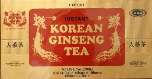 Shuang Xi Brand Instant Korean Ginseng Tea 0.07 oz. X 100 Bags