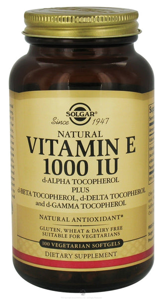 Solgar Vitamin E As d-Alpha Tocopherol 1000 IU 100 Vegetarian Softgels