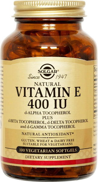 Solgar Vitamin E d-Alpha Tocopherol 400 IU 100 Vegetarian Softgels