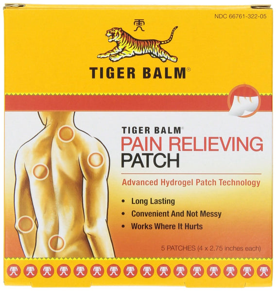 Tiger Balm Patch, Pain Relieving Patch, 4"x2.75", 5-Count Packages