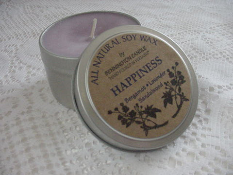 All Natural Soy Wax by Bennington Candle Travel Tin Size