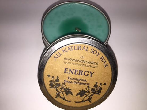 All Natural Soy Wax by Bennington Candle Travel Tin Size