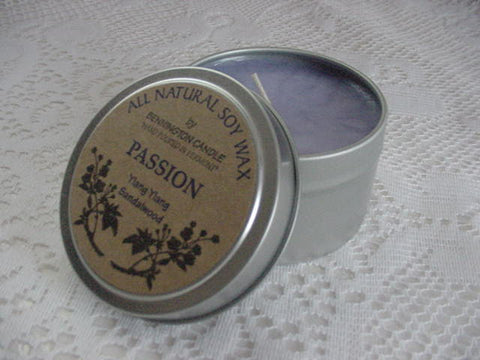 All Natural Soy Wax by Bennington Candle Travel Tin Size