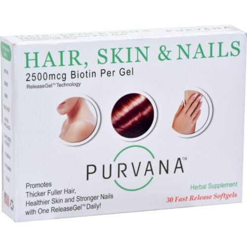 Purvana Hair, Skin & Nail (Biotin) Softgels, 30 ct by Purvana